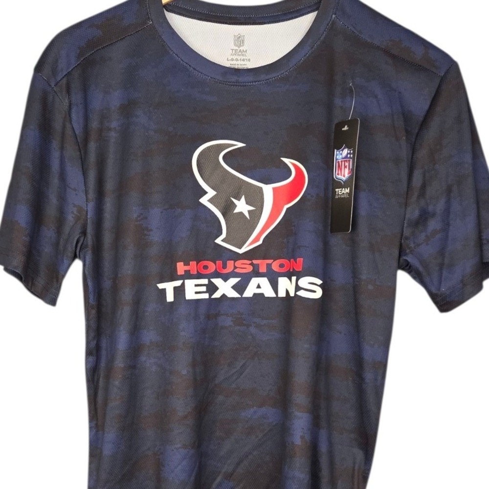 Houston Texans Shirt YOUTH Large 14/16 Blue Camo NFL Team Performance Kids NEW